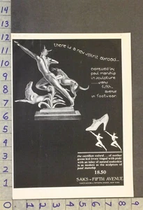 1927 FASHION WOMEN OXFORD SHOE SAKS FIFTH ART DECO PAUL MANSHIP SCULPTURE ADWW50 - Picture 1 of 1