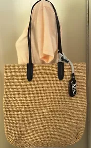 Michael Kors Eliza Large Natural Woven Straw Tote Bag with Pouch - Picture 1 of 8