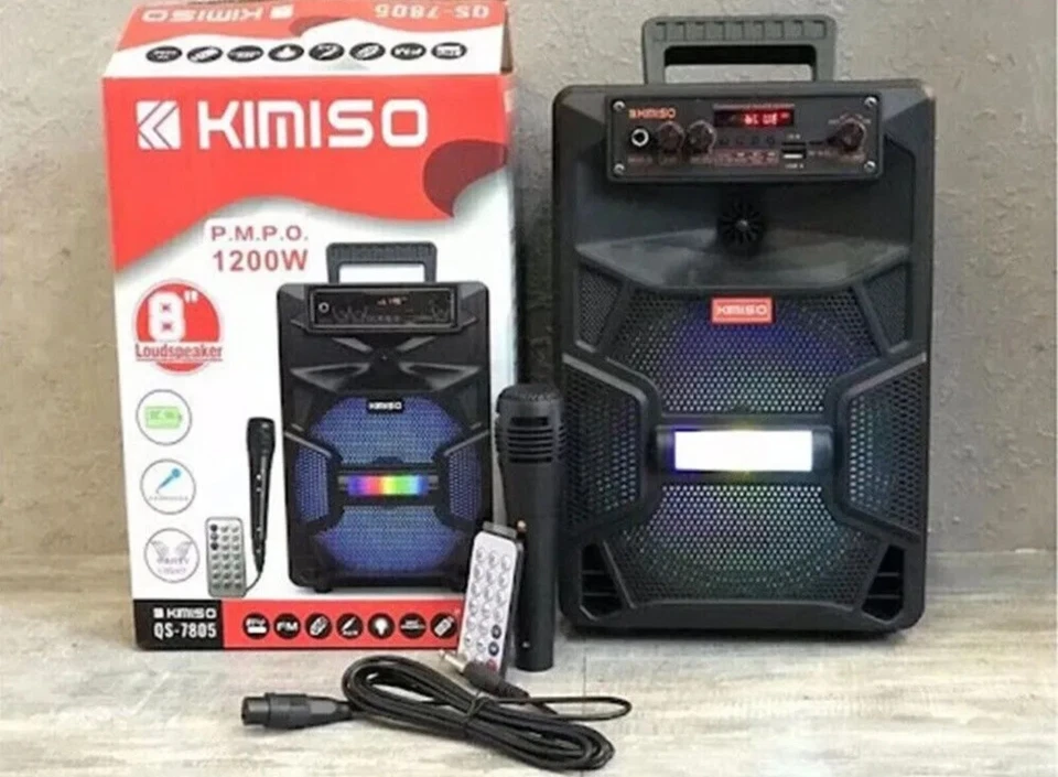 Cassa Bluetooth Altoparlante 8” 1200W con Microfono Party Karaoke Kimiso QS-7805 - Immagine 1 di 1