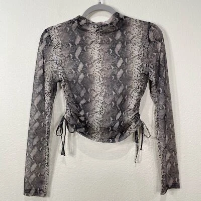 Top Y2k Rue 21 Malla Transparente Piel de Serpiente Corbata Lateral Cuello Simulado Fiesta Rave Años 2000 Trashy S Foto 1 de 4