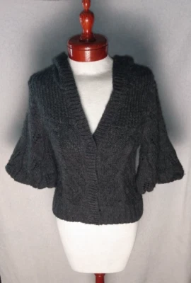Cárdigan corto suéter con capucha de manga corta pequeño Guess gris alpaca mohair pequeño Foto 1 de 4