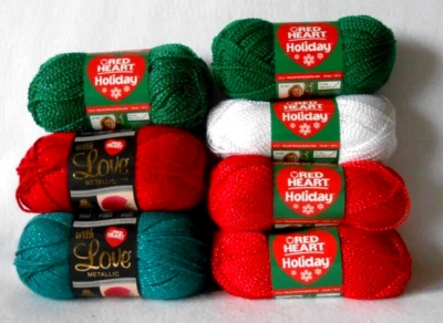 HILO - CORAZÓN ROJO "CON AMOR" E HILO METÁLICO "VACACIONES" - LOTE DE 7 MADEJAS - ¡NUEVO! Foto 1 de 3