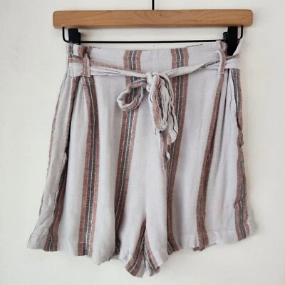 Angie High Waisted Flowy Shorts Metallic Stripes Tie-Waist Festival Women's M - Image 1 of 4