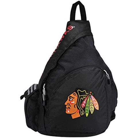 Concept One NHL Chicago Blackhawks Leadoff Sling Bag, 20-Inch, Black/Black Cover