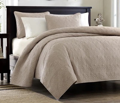 JUEGO COMPLETO DE EDREDÓN MATELASSE CAQUI BRONCEADO 3p Queen: COBERTOR DE EDREDÓN DE RELLENO DE ALGODÓN MARRÓN Foto 1 de 3