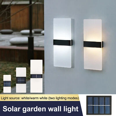 2X LED Solar Wall Lights Up&Down Lamp Decor Waterproof Garden Outdoor Fence Yard - Image 1 of 4