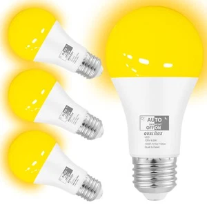 Dusk to Dawn Bug Light Bulbs Outdoor, 1900K Amber Yellow, 600 Lumen, LED 9.5W... - Picture 1 of 9