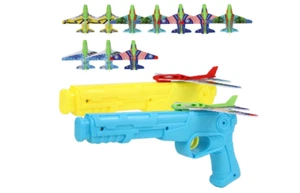 Airplane Launcher Gun Toy Flying Airplanes Foam Glider Planes Children Fun 12 Pc - Picture 1 of 8