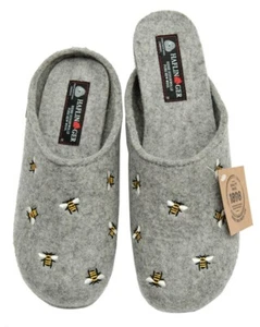 HAFLINGER Everest Api light gray Wool with bees Slipper Germany New - Picture 1 of 4