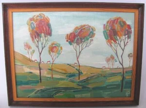 1990s VINTAGE KRASIMIR DOYCHEV FRAMED SIGNED PAINTING OIL PAINTS ON CANVAS - Picture 1 of 11