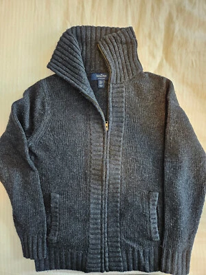 Suéter Savile Row Company Cuello Alto Cremallera Completa Pequeño Azul Marino Mezcla de Lana Foto 1 de 3