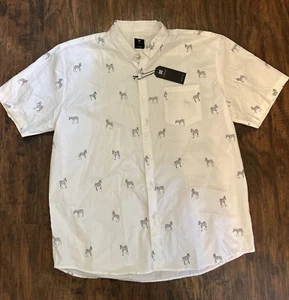 VISIVE Mens Gray Short Sleeve ZEBRA-PRINT Button-Down Shirt NEW Sz 3XL - Picture 1 of 12