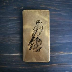 Falcon Rodeo Wallet Cowboy Western Buffalo Leather Premium Bird Animal Gift NEW - Picture 1 of 10
