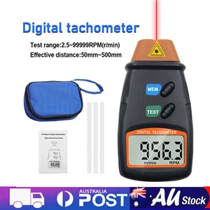 Laser Non-Contact Motor Speed Meter with Digital Photo Tachometer 2.5RPM-99,999R - Foto 1 di 19