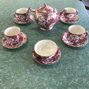 Royal Winton Grimwades Chintz Pink Rose Teapot W/ 4 Cups And Saucers - Picture 1 of 10