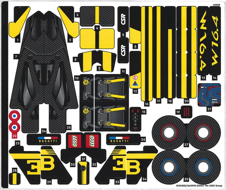 LEGO 42151stk01 TECHNIC BUGATTI BOLIDE Sticker Sheet for Set 42151 - (10101053/6