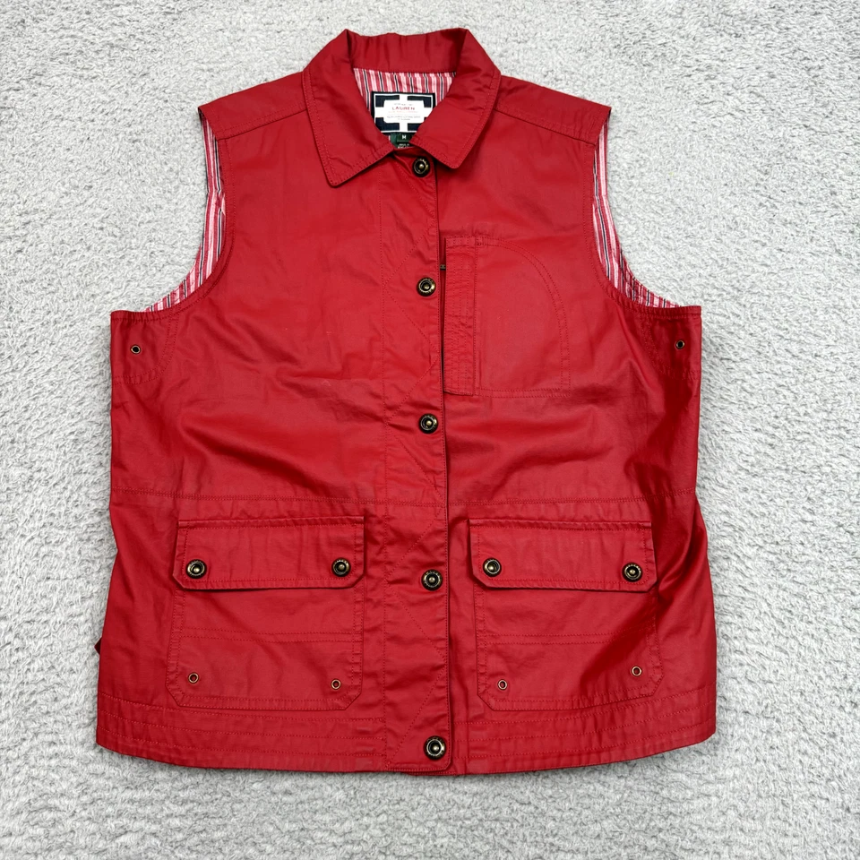 Chaleco de Colección Ralph Lauren Mujeres Suministro Naval M Rojo Cera Abrigo Utilitario Gorpcore Exterior Foto 1 de 4