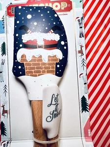 2 CHRISTMAS SANTA STUCK IN CHIMNEY SILICONE SPATULAS + SANTA COOKIE CUTTER - Picture 1 of 10