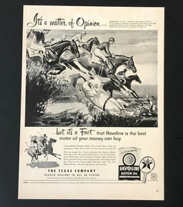 Havoline Texaco 1952 anuncio de aceite de motor caballo Steeplechase impresión de colección AD - Imagen 1 de 1