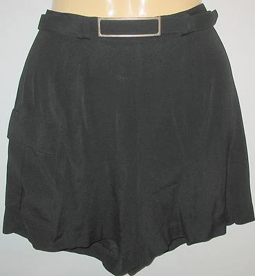 CACHE' - BLACK - REAR ZIPPER - WITH BELT - DRESSY SHORTS -ACETATE & RAYON - 4 - Image 1 of 4