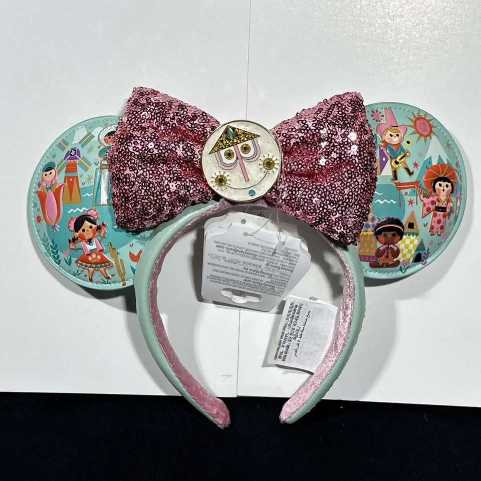 Disney Parks It's a Small World Minnie Mouse with Sequined Bow Ears Headband