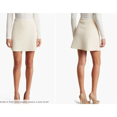 Theory Women's Teslia A-Line Skirt Vanilla Cream Sz L NWT 298 - Image 1 of 4