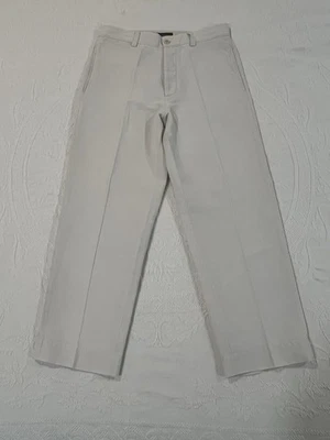 Pantalones Banana Republic Hombre Talla 33/30 Lino/Algodón Natural Off White 29 Entrepierna Foto 1 de 4