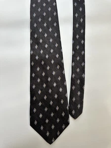 Savile Row Men's Tie Geometric Diamond Black Necktie 100% Silk USA - Picture 1 of 5
