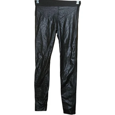 Leggings de couro sintético veganas pretas tamanho XS  - Imagem 1 de 4