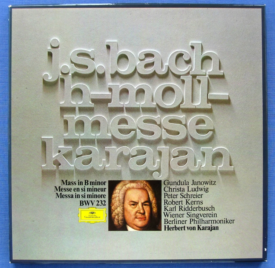 BACH Mass in B Minor (H-Moll) KARAJAN JANOWITZ 3-LP Box DGG 2740 112 Germany EX - Image 1 of 4