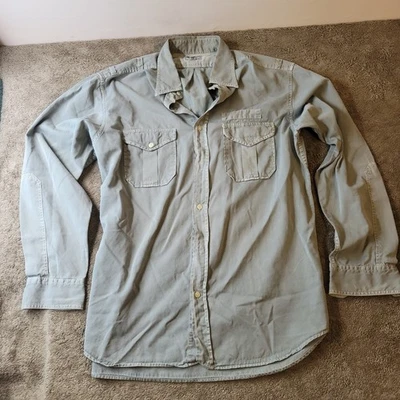 Camisa Hartford Abotonada Para Hombre XL Extra Grande Azul Lino Manga Larga Cuello Foto 1 de 4