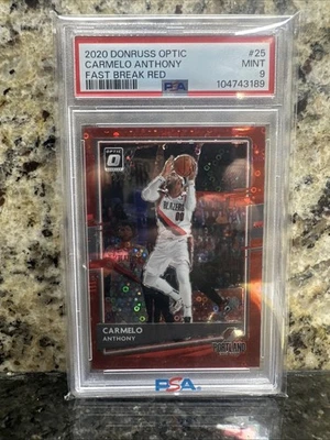 2020-21 Panini Donruss Optic Carmelo Anthony #25 Red Fast Break Prizm /85 PSA 9 - Image 1 of 3