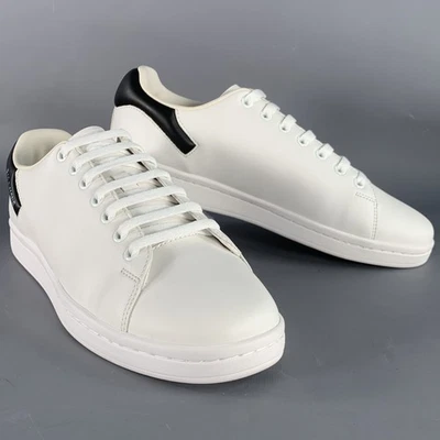 RAF SIMONS Size 8 Orion White Black Leather Lace-Up Low Top Sneakers - Image 1 of 4