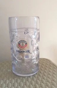 Single Erdinger Beer Glass 2 Pint 1 Litre Stein Brand Plastic Made in Germany - Picture 1 of 5
