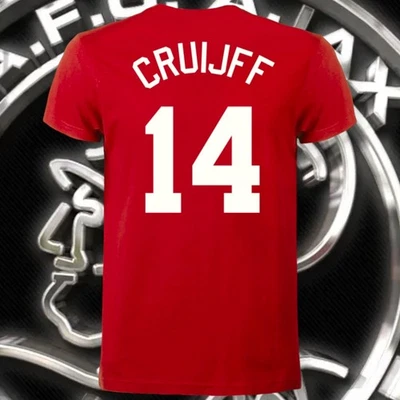 T-SHIRT AJAX FAN JOHAN CRUIJFF 14 CASUAL RETRÒ FOOTBALL ULTRAS AMSTERDAM - Imagen 1 de 2
