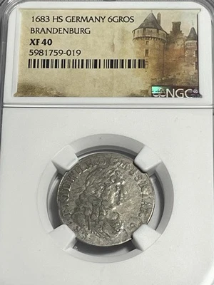 Germany - Brandenburg 6 Groschen 1683 HS Friedrich Wilhelm NGC XF40 - Image 1 of 4