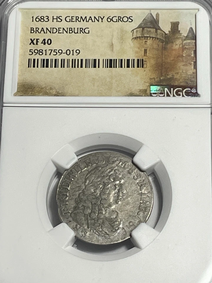 Germany - Brandenburg 6 Groschen 1683 HS Friedrich Wilhelm NGC XF40 - Image 1 of 4