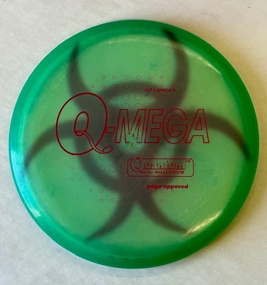 FLY GREEN DISC GOLF USED MILLENIUM QUANTUM Q-MEGA 2 RING PUTTER INNOVA PAT# 168g - Image 1 of 2