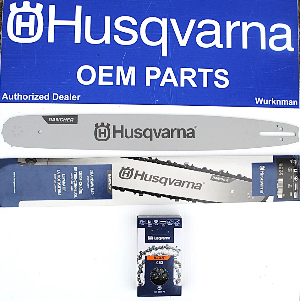 Barra y cadena originales Husqvarna de 20" para 455 y 460 Rancher 585950972 y 501842672 Foto 1 de 1