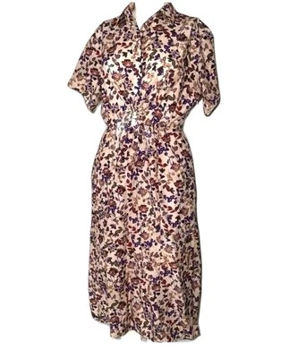 Nuevo Vestido Thakoon Mujer Floral Midi Rosa Talla 6 Ligero Algodón Seda Corbata Frontal Foto 1 de 4