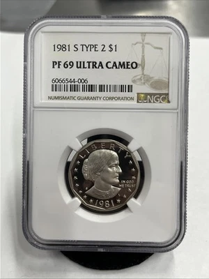 1981 S Type 2 Proof Susan B. Anthony Dollar NGC PF 69 Ultra Cameo - Image 1 of 4