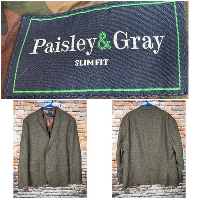 Chaqueta Abrigo Deportivo Paisley & Gris Calce Ajustado Tweed Gris 2 Botones 50 Regular Foto 1 de 4
