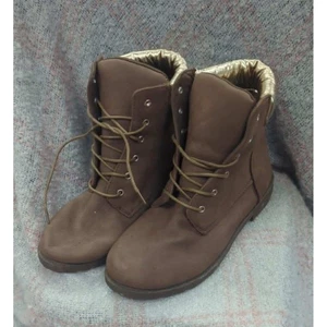 Stivaletti stringati marroni comodi trendz con bordo oro donna - Foto 1 di 7