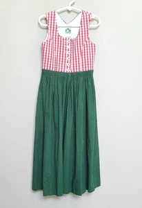 Girls German Hammerschmid Dress Oktoberfest Size 122 Red Plaid Green white dot - Picture 1 of 8