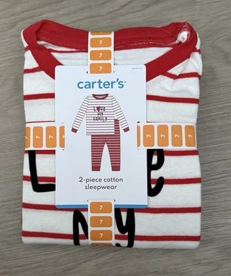 Carter’s Love My Family" 2-Piece Cotton Sleepwear Sz: 7 Boys/Girls - Image 1 of 4