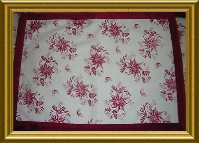 BRAND NEW~HORCHOW CATALOGUE~SET TOILE POINSETTIA TABLE LINENS VELVET EDGE  - Image 1 of 4