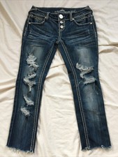 Women’s Almost Famous Capri Jeans Size 3 Distressed Destroyed