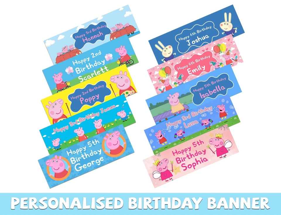 DAILYGIFTS Personalised Cartoon TV Show Design Birthday Banners Kid Party Decoration 548