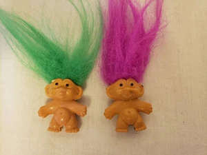 Vintage Troll Pencil Topper Lot of 2 Pink Green 1.5" - Picture 1 of 4