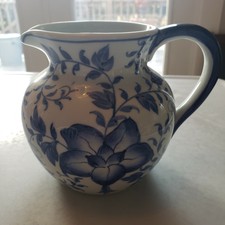 New ListingVintage Andrea By Sadek Blue And White Pitcher Vase Floral 5 1/2"